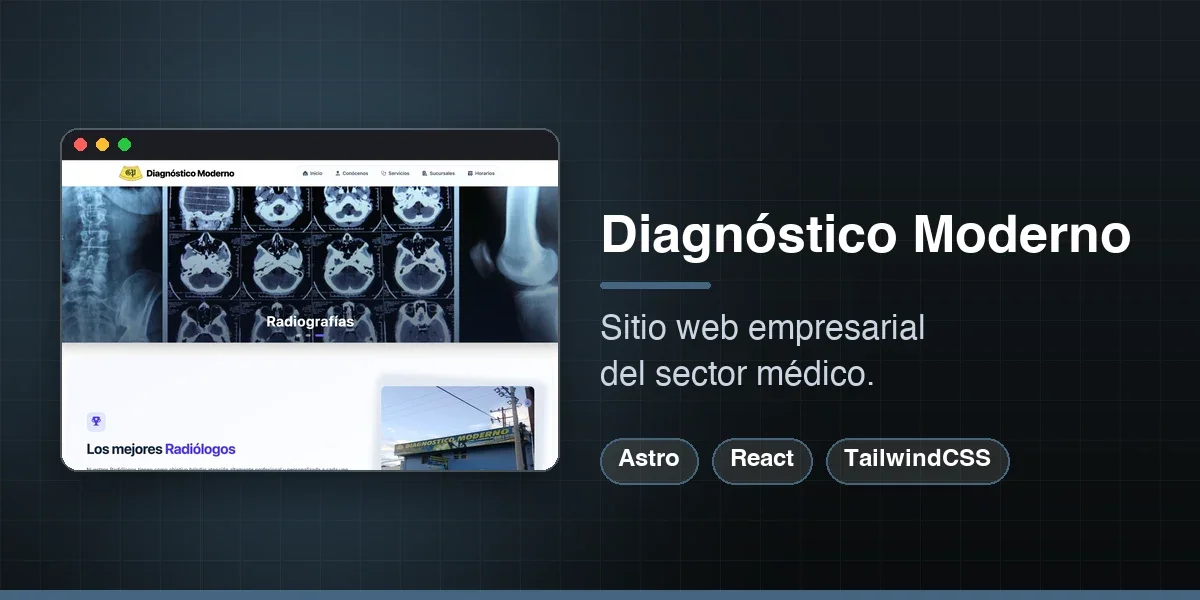 Sitio web empresarial médico de Diagnostico Moderno.