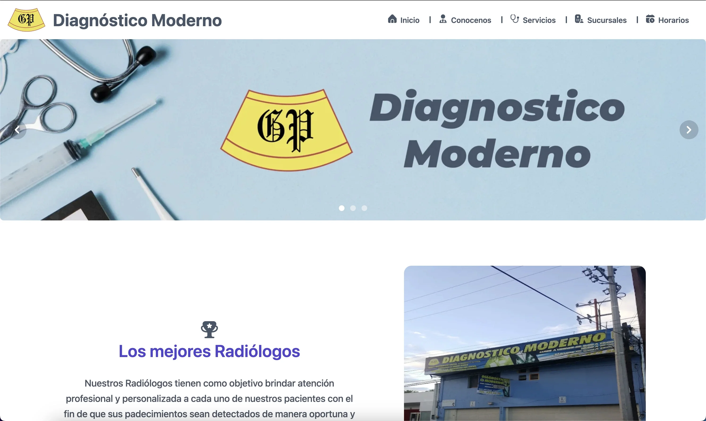 Corporate medical website for Diagnostico Moderno.