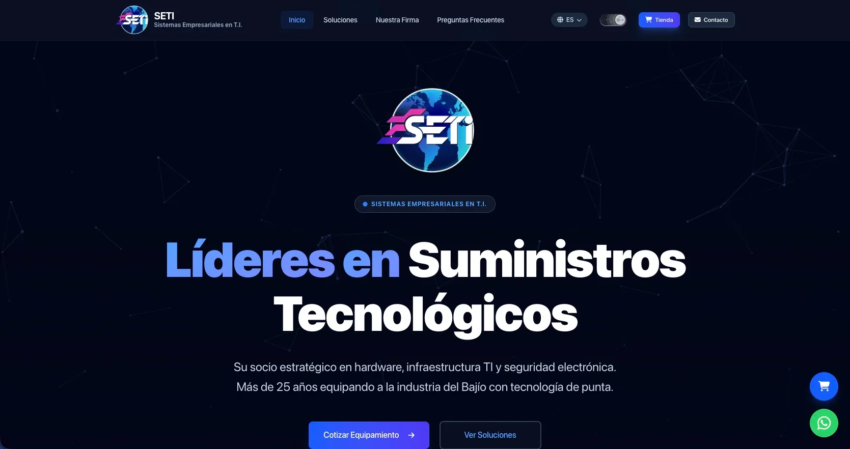 Corporate website for Sistemas Empresariales en T.I. (SETI).