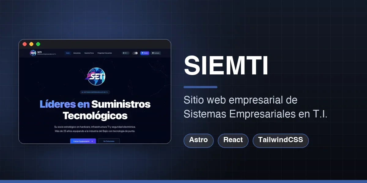 Sitio web empresarial de Sistemas Empresariales en T.I. (SIEMTI)